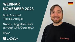 brainboost Webinar NOV 2023 - BrainAssistant kognitive Tests & Analyse