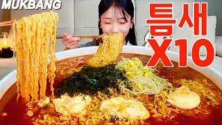 정신 차릴 틈새 없는 틈새라면 10봉지 먹방 10 bags of hot spicy ramyeon Mukbang Eating show Real Mukbang