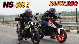 Pulsar NS400Z vs Duke 250 Drag Race  | The UP46 Rider |