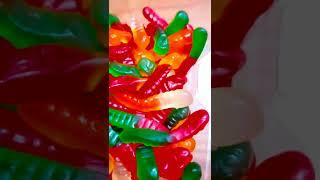 MINI ASSORTED FRUIT GUMMY WORMS #short  #unboxing #shortvideo  #gummies #asmrsounds