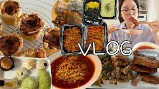 VLOG | 먹방 브이로그 | 내 몸 속 지방 지분율은 몇프로? ( 통대창 , 불닭볶음탕면, 수제 돈가스 만들기, 매운 무뼈닭발, 국물닭발,홈베이킹 에그타르트만들기, 아소토베이커리