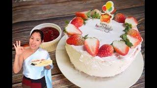 เค้กวันเกิดสตอเบอรี่ไม่ง้อเตาอบ ครีมสตอเบอรี่ เค้กคริสต์มาส Steam Strawberry Cake|ครัวแม่นาย