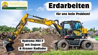 Erdarbeiten mit Hydrema MX17 + Engcon und Kramer Radlader mit einer selbstgebauten Planierschleppe