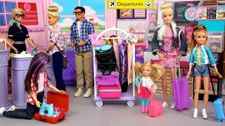 Barbie Family Airplane Travel Routine -  Dreamhouse Vacation Adventure