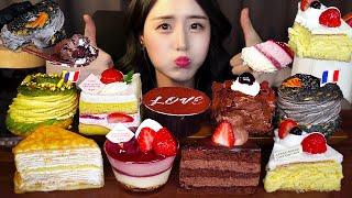 THE MOST PERFECT PIECE OF CAKE ASMR  DESSERT CHOCOLATE CAKE TIRAMISU CREPEㅣNO TALKING