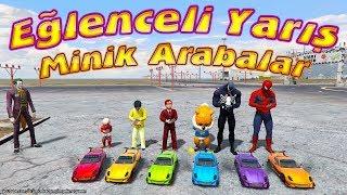 Minik Arabalar ile Eğlenceli Yarış Örümcek Bebek Örümcek Çocuk Örümcek Adam Yarışıyor Joker Sunucu