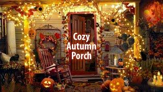 Cozy Autumn Porch  ASMR Ambience (rustling leaves, candy wrappers, evening sounds) 