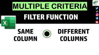 Filter Function || Multiple Criteria || Same Column || Different Columns