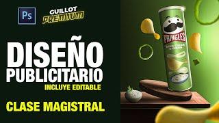 Guillot Premium  Photoshop Clase Magistral | Diseño Publicitario Pringles para Redes Sociales