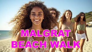  Malgrat de Mar Beach Walk Spain Summer 2023  4K UHD