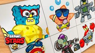 Dibujando Brawl Stars x Bob Esponja | how to draw spongebob x brawl stars