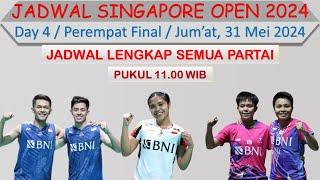 Jadwal Perempat Final Singapore Open 2024 Hari Ini │ 3 Wakil Indonesia di Babak Perempat Final │