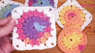 Crochet a Sunburst Granny Square - A Complete Step By Step Tutorial! 