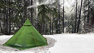 Hot Tent Winter Camping With Beautiful Views