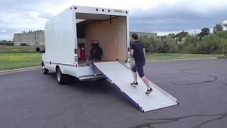 Loading Ramp Chevrolet 3500 Unicell Aerocell Cargo Van demonstrating loading and unloading supplies