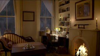 COLI Loop 4K Relaxing Studying Cozy Room Raining At The Window Relaxing Fireplace