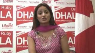 On October 14th, Vote for Dr. Ruby Dhalla (Brampton - Springdale)