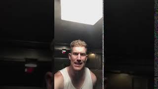 Guy talks about being too tall and bug falls off light onto his head