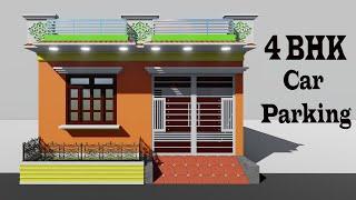 20 by 40 makan 4 bedroom with car parking 3D car parking house plan # AtoZ house designing