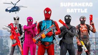 PRO 5 SUPERHERO Survival Battle || ( Epic Nerf War ) by Follow Me