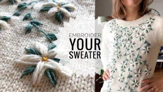 How to embroider on a knitted sweater (UPCYCLE pt.2)