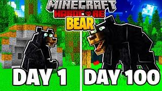 I Survived 100 DAYS as a BEAR in HARDCORE Minecraft!