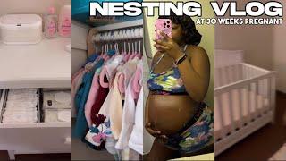 NEST WITH ME | *30-31 weeks*  first time mom, furniture building, shopping haul, laundry, etc