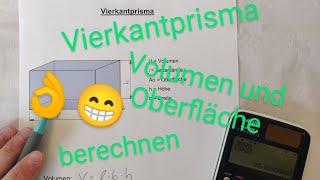 Vierkantprisma | Quader | Volumen und Oberfläche berechnen | leicht erklärt | Dave Seller