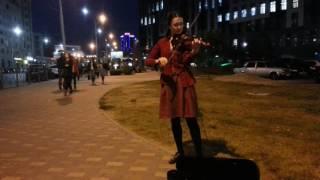 "Crystallize" cover. Violin. Street musician Alena Stepanova. Novosibirsk 21.09.2016