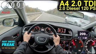 2013 Audi A4 2.0 TDI 120 PS Limousine Manual | TOP SPEED Autobahn POV with Fuel Consumption