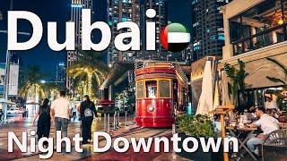 Night Dubai Walk City Centre Street life 4K