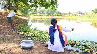 Fishing Video || Seeing village boys and girls fishing reminds me of my childhood || Fish hunting
