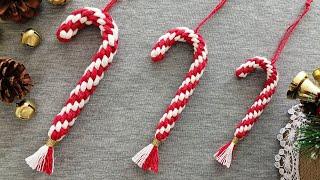 DIY BASTONES de NAVIDAD en MACRAME (paso a paso) | DIY Macrame Candy Cane Christmas Ornaments