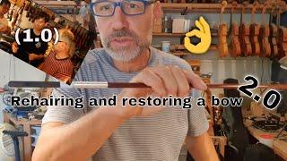 Rehairing a Violin Bow and new Silver Winding and Leather