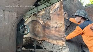 Chainsawing Enormous Timber Logs || Efficient Lumber Production at a Sawmill