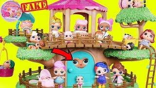 Fake LOL Surprise Dolls Tree House + LQL Lil Sisters!