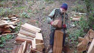 Splitting Shakes from Western Red Cedar Blocks by Hand