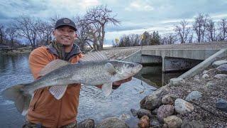 EPIC Spillway Walleye Shore Fishing! (I CAUGHT A GIANT)