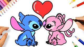 HOW TO DRAW STITCH AND ANGEL 