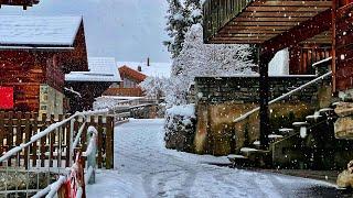 Snowy walking tour in A beautiful German village 4K - snowfall in charming countryside, Germany