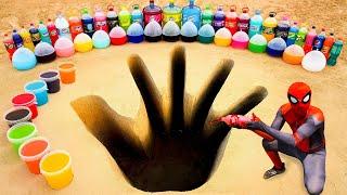 Spiderman & Big Toothpaste Eruption from Hand Hole, Giant Mirinda, Pepsi, Fanta, Coca Cola vs Mentos