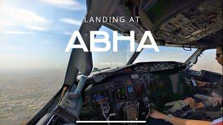 LANDING ABHA - SAUDI ARABIA // HIGH ELEVATION 6800 FT ABOVE SEA LEVEL //  BOEING 737-900