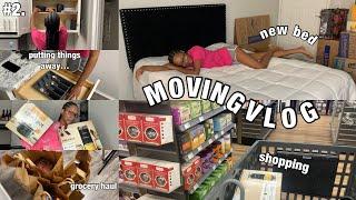 moving vlog 2 | new bed arrived, first grocery trip, organizing, & more shopping! | first apartment!