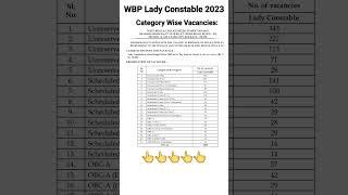 WBP Lady Constable 2023 Category Wise Vacancies #wbp #policejobs #ladyconstable