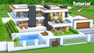 Minecraft: How to Build a Modern House Tutorial (Easy to Follow) #59 - Interior in Description!