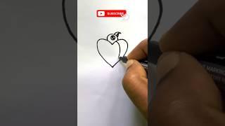 Bird Drawing from Love symbol️|How to draw a bird easy #drawing #shorts #shortsfeed #trending