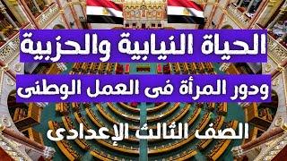 الحياة النيابية والحزبية ودور المرأة فى العمل الوطنى للصف الثالث الاعدادى