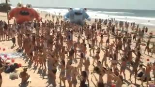 Sexy beach dancers flash mob in Israel