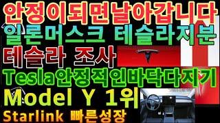 안정이되면 날아갑니다/일론머스크 테슬라지분/테슬라 조사/일론머스크 기부/테슬라 안정적인 바닥다지기/1월 중국 Model Y 1위/Starlink 빠른성장/테슬라 공매도/테슬라 인도