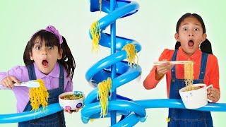Ellie & Andrea Makes Rainbow Magic Noodles for Charlotte: Teamwork Adventures